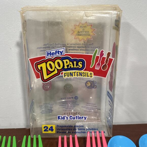 Zoo Pals Utensils Animal Funtensils Hefty Vintage Lot Of 17 Rare - Picture 2 of 9